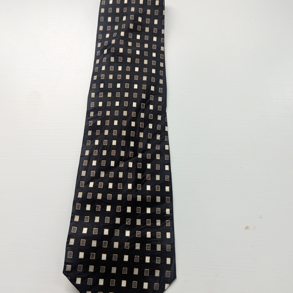 Bergamo New York Silk Black And Beige Pattern Men's Tie